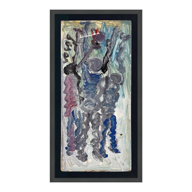 Purvis Young, Hoops, Original Mixed Media Painting on Wood, Hand Signed, Framed For Sale