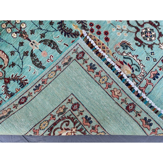 Teal Oushak Hand-Knotted Wool Rug - 7'10" X 5'8" For Sale - Image 13 of 14