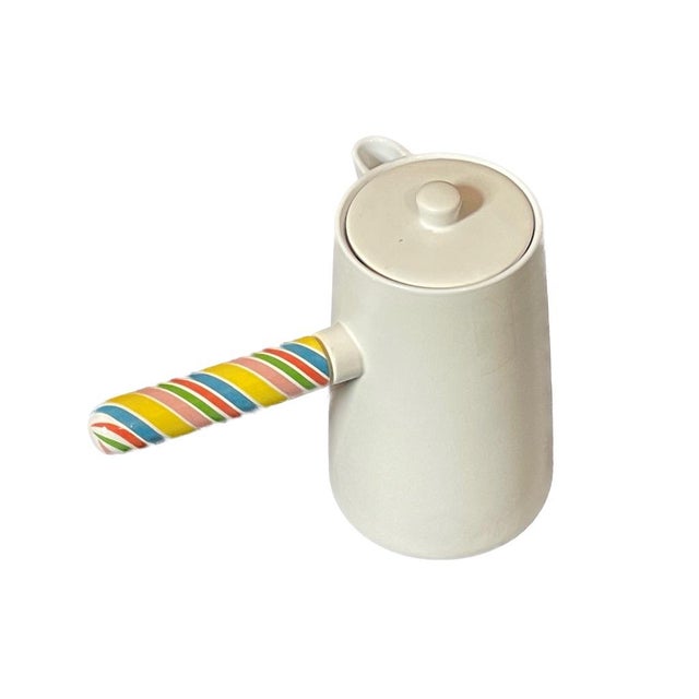 Postmodern Ceramic Side-Handled Chocolate Pot – Memphis Style For Sale - Image 9 of 13