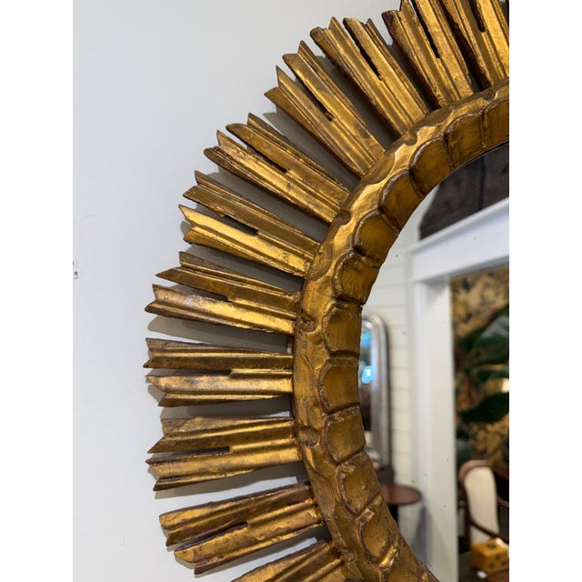 English Vintage Sunburst Mirror For Sale - Image 3 of 8