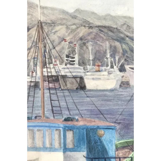 Pierre Desaules, Liner, Santa Cruz De Tenerife, 1953, Gouche on Paper For Sale - Image 6 of 9