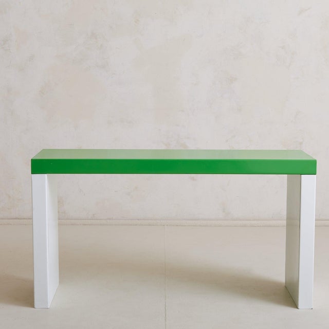 Italian Postmodern Green + White Steel Console or Desk For Sale - Image 4 of 11