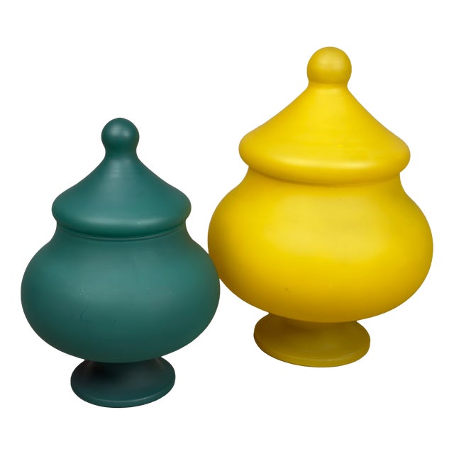 Venetian Glass Containers, 1980s, Set of 2 For Sale