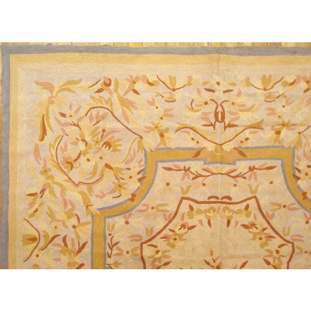 Textile Vintage Indian Decorative Oriental Chain Stitch Rug in Room Size For Sale - Image 7 of 10