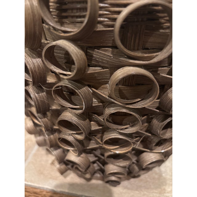 Wood 9 Inch Woodsplint Porcupine-Curl Decorative Basket, Ho-Chunk Style, C. 1950s–1970s For Sale - Image 7 of 9