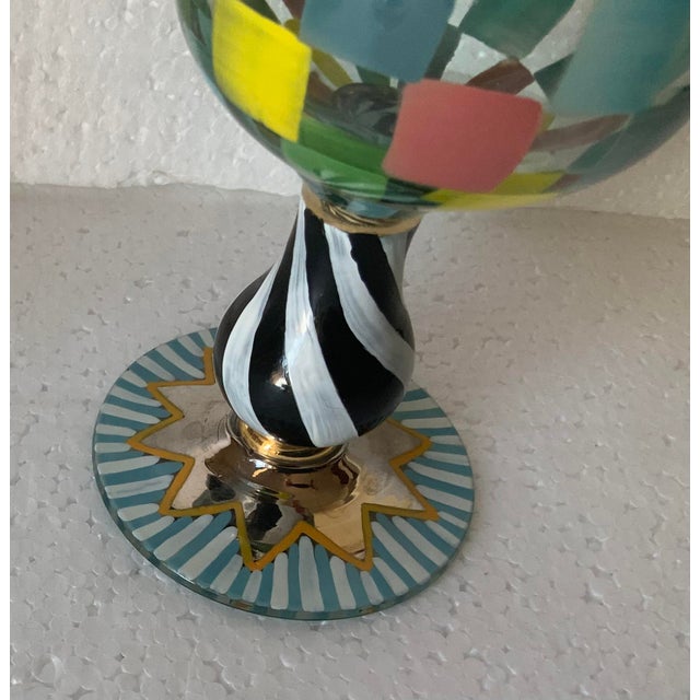 Boho Chic Mackenzie Childs Hand Painted Wine Glasses - Set of 4 For Sale - Image 3 of 4