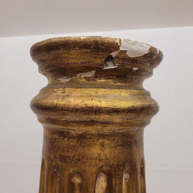 Column Altarpiece Fragment in Carved and Gilded Wood, 19th Century For Sale - Image 14 of 15