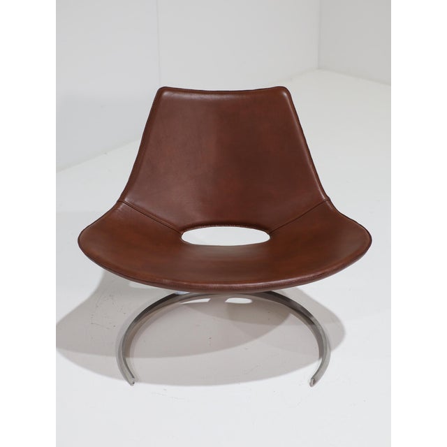 Mid-Century Modern IS63 Scimitar Chair in Cognac Leather by Fabricius and Kastholm for Ivan Schlechter, 1960s For Sale - Image 3 of 16