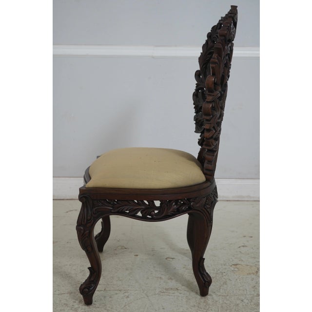 Victorian John Belter Style Ornately Carved Mahogany Chairs For Sale - Image 3 of 18