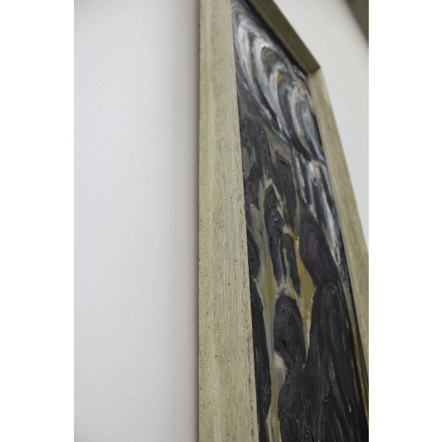 Black Vintage Modern Abstract C. Dengler Dark Figures Oil Painting on Canvas For Sale - Image 8 of 11