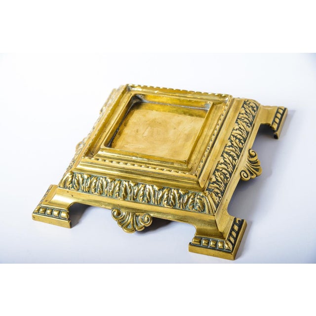 Glass Glass Inkwell and Brass Inkstand With Tray For Sale - Image 7 of 7