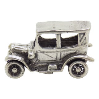 Vintage Italian Handmade Genuine Silver Classic Car Dollhouse Miniature, 1970s For Sale