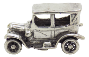Vintage Italian Handmade Genuine Silver Classic Car Dollhouse Miniature, 1970s