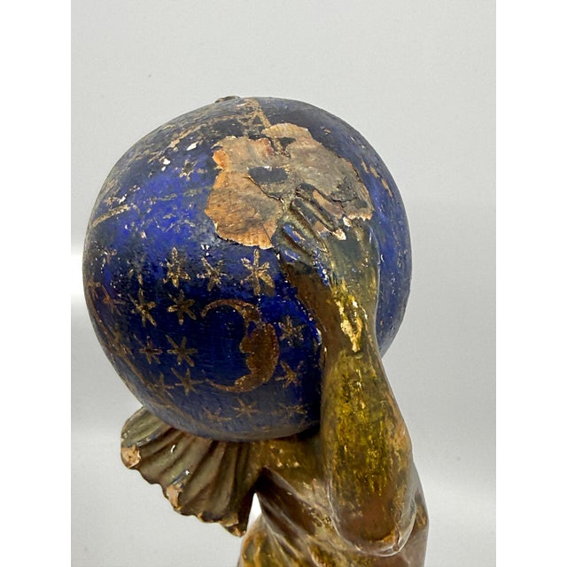 Northern Italian Carved Wood & Gessoed Atlas with Celestial Globe Circa 1800 For Sale In Palm Springs - Image 6 of 18