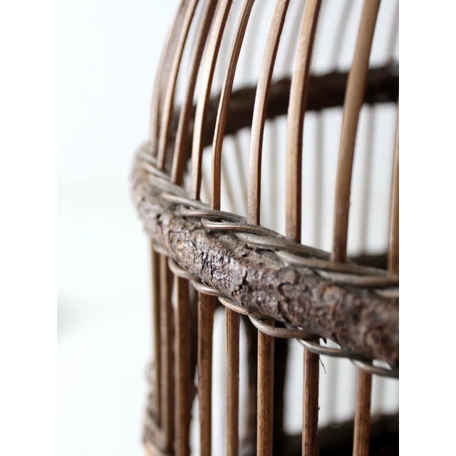 Vintage Wicker Bird Cage With Stand For Sale - Image 10 of 11