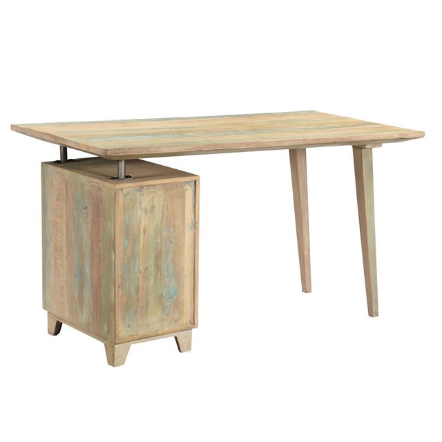 Far Pavilions 1990s Rustic Brown Reclaimed Wood Executive Desk – 1 Piece For Sale - Image 4 of 7