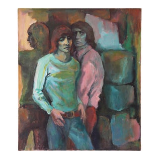 "Stoned" Reitha Sedel Virginia Artist Vintage Moody Portrait Painting For Sale