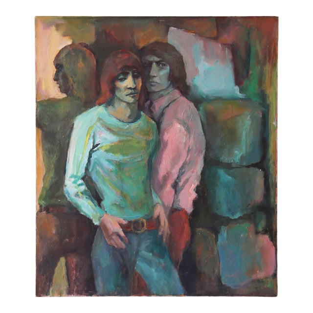 "Stoned" Reitha Sedel Virginia Artist Vintage Moody Portrait Painting For Sale