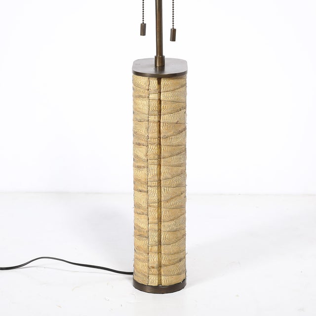 Pair of Mid-Century Tessellated Lizard & Bronze Table Lamps by Karl Springer For Sale - Image 13 of 15