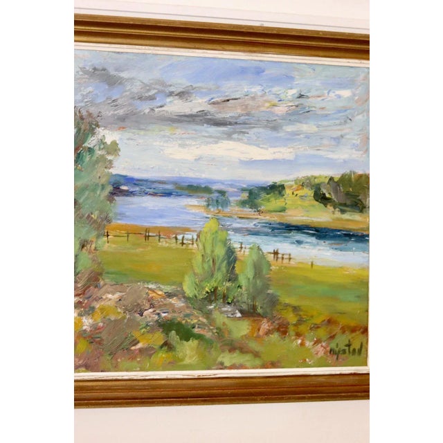 Nystad, Realistic Landscape, 1950s, Oil, Framed For Sale - Image 9 of 11