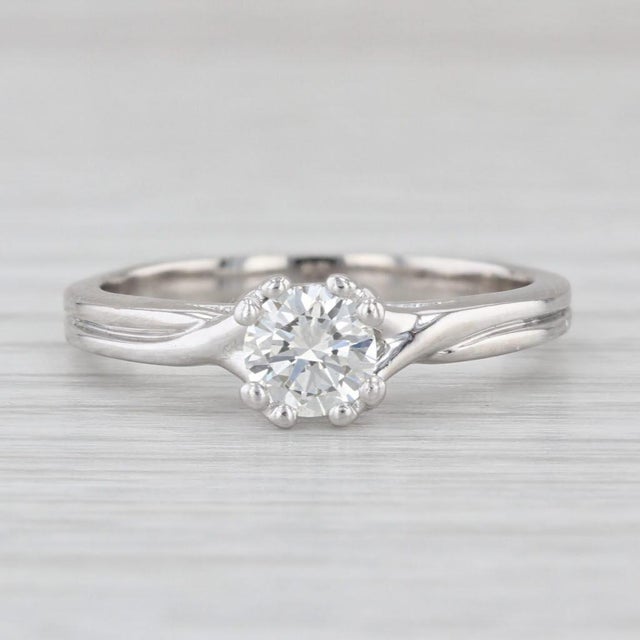 Metal 0.48ct Round Diamond Solitaire Engagement Ring Platinum Size 7.5 For Sale - Image 7 of 8
