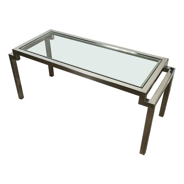 Modern Chrome & Glass Coffee Table, Italy, 1970s For Sale