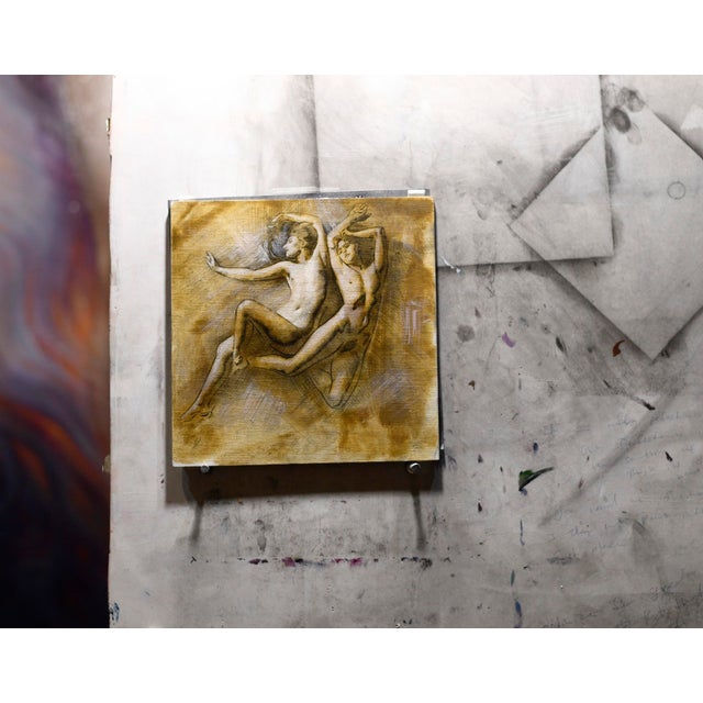 Figurative Intima I by Tenaya Sims | Oil on Artefex panel Two figures in a fluid, intertwined pose. For Sale - Image 3 of 5