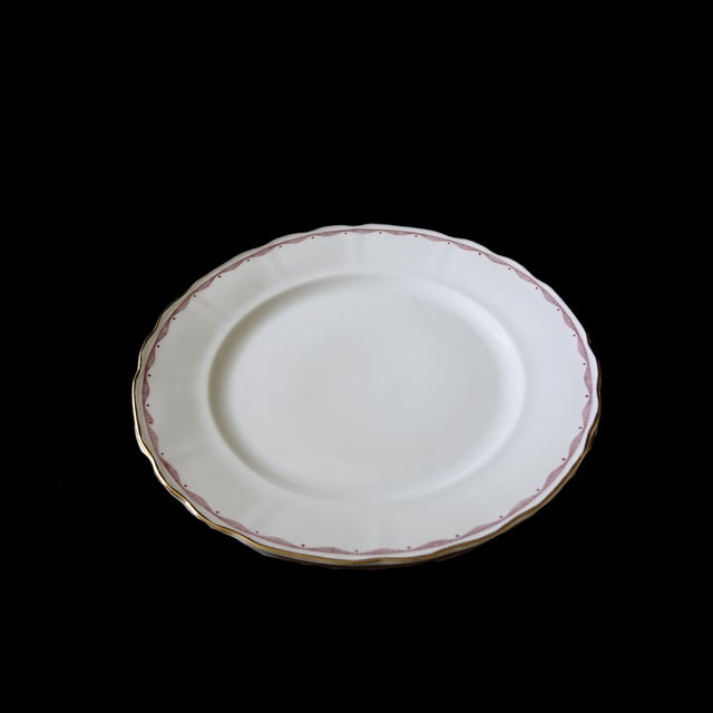 Vintage tableware from Rörstrand with gold ribbon and red pattern Sweden mid-century. Large dining plate. Price for a set...