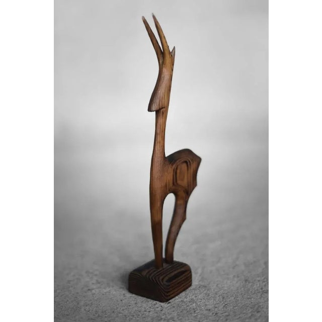 Wood Danish Mid-Century Modern Dark Wood Gazelle Figurine, 1960s For Sale - Image 7 of 11