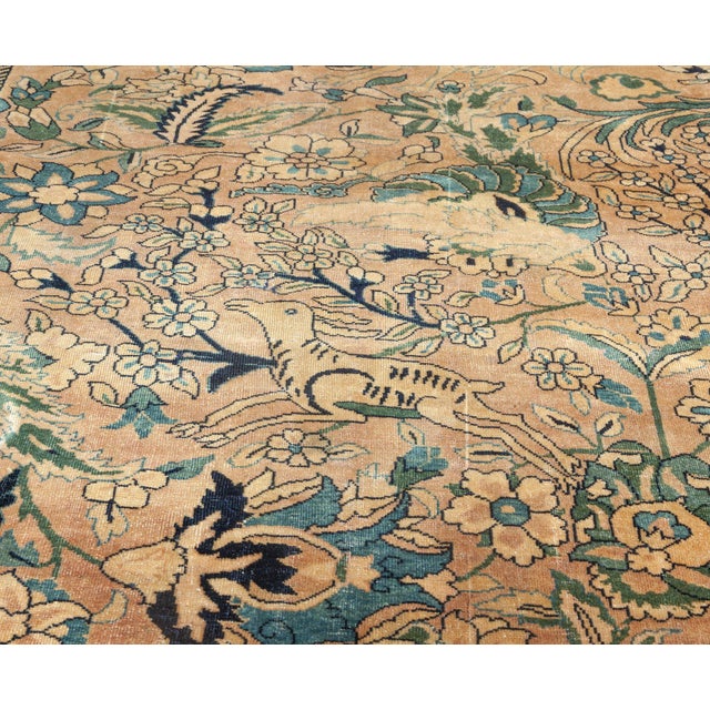 Early 20th Century Antique Persian Kirman Botanic Handmade Wool Rug For Sale - Image 5 of 9