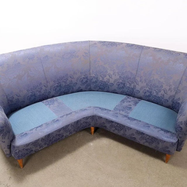 Wood Vintage Corner Sofa in Fabric and Wood, 1950s For Sale - Image 7 of 10