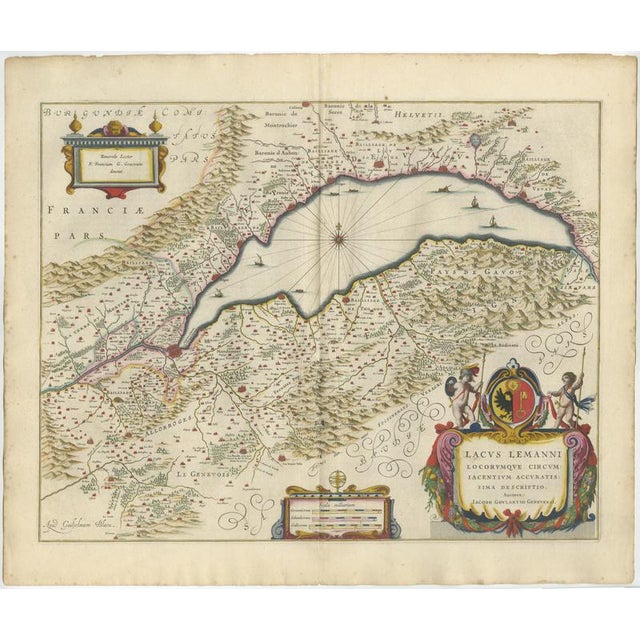 Antique Atlas Map of Geneva and Léman from Blaeu, 1642 For Sale - Image 10 of 10