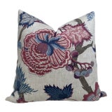 Indienne Jacobean Floral Pillow Cover in Raspberry, 20x20 Pillow For Sale