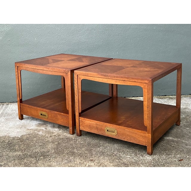 Vintage Baker Milling Road Campaign Side Tables - A Pair For Sale - Image 9 of 12