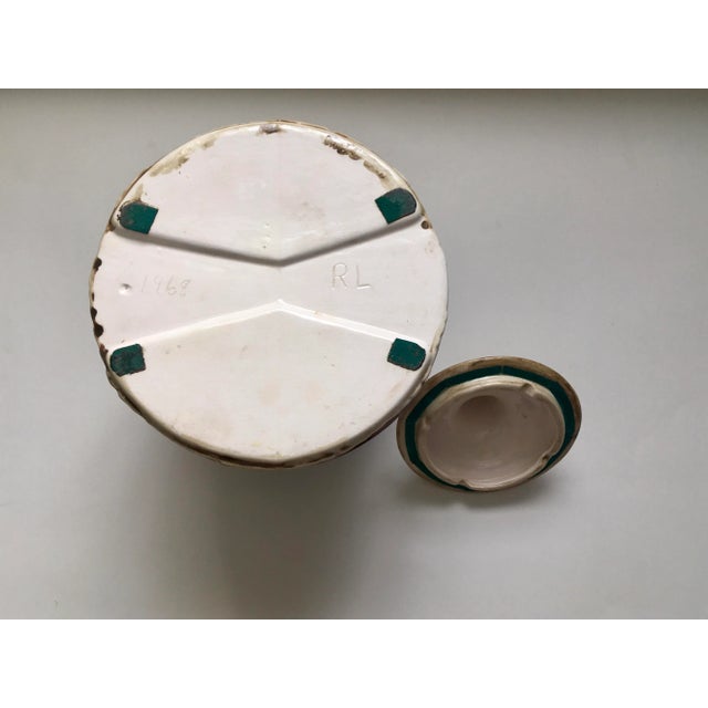 Vintage Mid 20th Century Floral Faux Churn Cookie Jar For Sale - Image 9 of 10