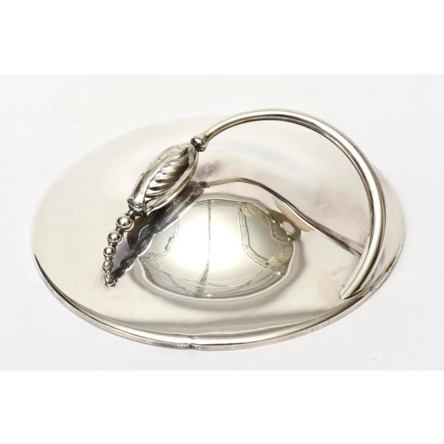 Metal Vintage Silverplate Georg Jensen Style Covered Box, Sugar Bowl or Serving Bowl For Sale - Image 7 of 9