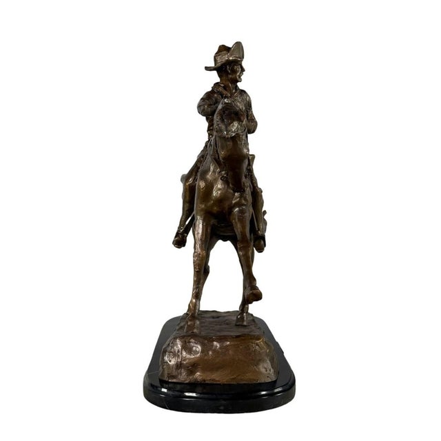 Metal "The Cowboy" Signed Bronze Sculpture After Frederic Remington - 22" H For Sale - Image 7 of 10
