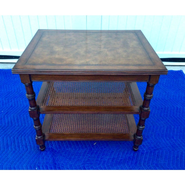 1980s Vintage Ethan Allen Three Tier Cane Shelf Side Table Chairish