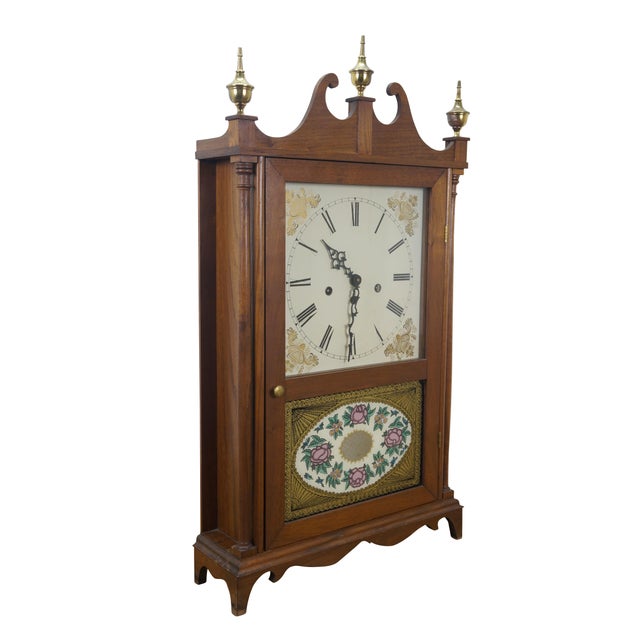 Mid to late 20th century Mason & Sullivan pillar and scroll style, chiming, key wound mantel / shelf clock. Slim...