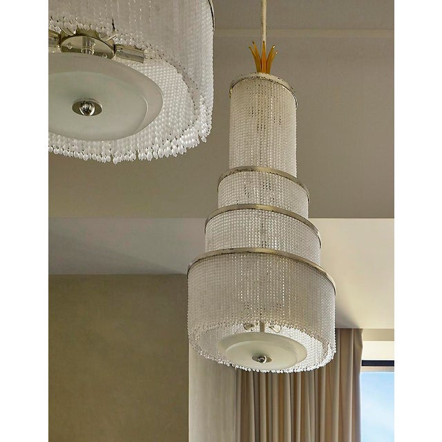 1920s 1920s Monumental Art Deco–Style Crystal Chandeliers by Delisle (Paris) - a Pair} For Sale - Image 5 of 6