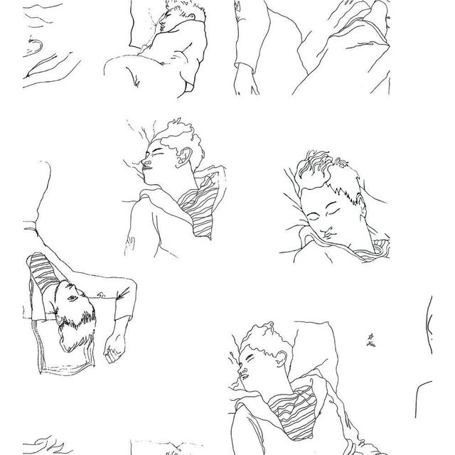 Sample - Lelievre for The House of Scalamandré Les Dormeurs Wallcovering, Noir For Sale