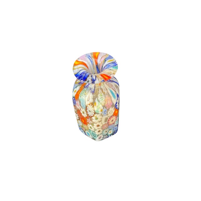 Italian Vintage Murano Millefiori Art Glass Miniature Bottle With Gold Flecks For Sale - Image 3 of 6