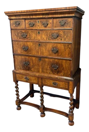Antique Burl Walnut Chest, 18th Century