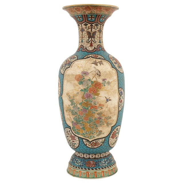 Late 19th Century Large Japanese Cloisonne Enamel Meiji Totai Shippo Vase, Kinkozan School For Sale - Image 5 of 10