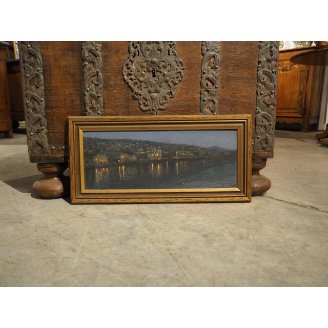 The Italian Seaside at Night, Oil on Canvas Painting, Nicola Ascione (1870-1957) For Sale - Image 10 of 11