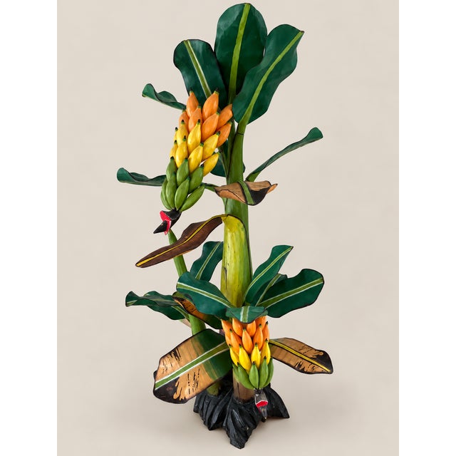 Hand-Painted Italian Tropical Banana Tree Sculpture For Sale - Image 9 of 9