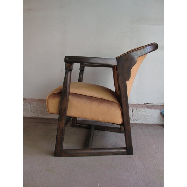 40s Mod lounge chair by Jack Van Der Molen for Jamestown Lounge Co. for its British Oak line. Rare. Solid oak with...