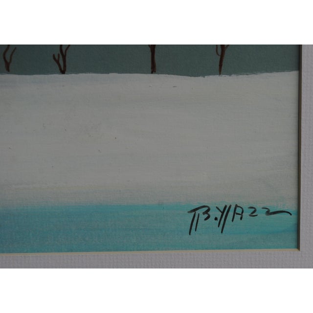 Mid 20th Century Vintage Beatien Yazz Navajo Gouache Original Painting Blue Deer Signed For Sale - Image 5 of 10