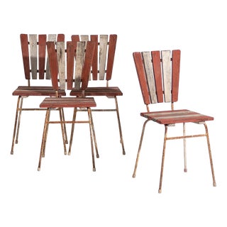 Vintage Red Garden Chairs, 1920, Set of 4 For Sale