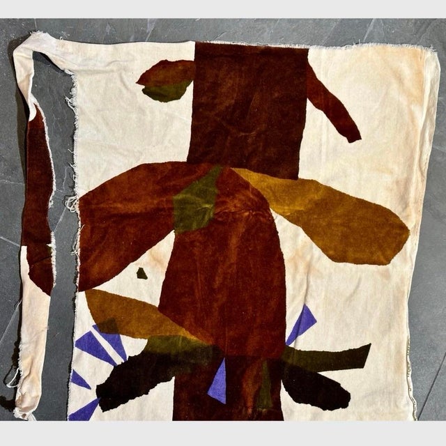 Vintage 1960s Knoll Cotton Velvet Fabric Textile Wolf Bauer Collage Screen Print For Sale In Fayetteville, AR - Image 6 of 10